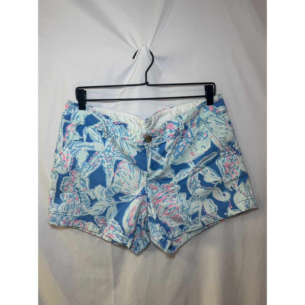 Lilly Pulitzer Callahan Shorts 12 She She Shells Pink Blue Starfish 100% Cotton